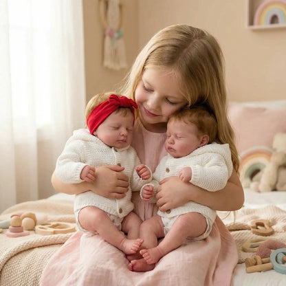 50 cm realistische Loulou Reborn Babypuppe mit geschlossenen Augen in weißer Kleidung