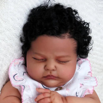 Echte 20 Zoll afroamerikanische Reborn Puppen mit geschlossenen Augen - Tessa