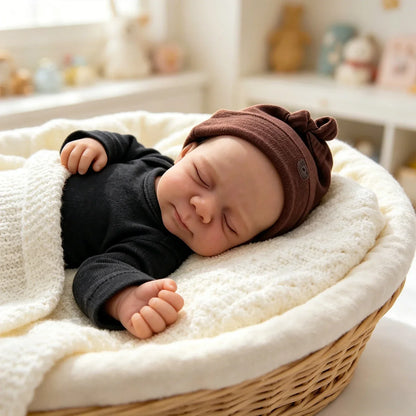 45 cm weiches Vollsilikon-Reborn Baby Pascale im schwarzen Jumpsuit