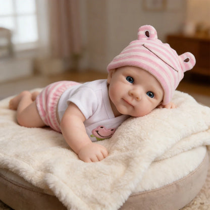 30 cm Bettie Reborn-Babypuppe aus Vollsilikon in rosa Kleidung