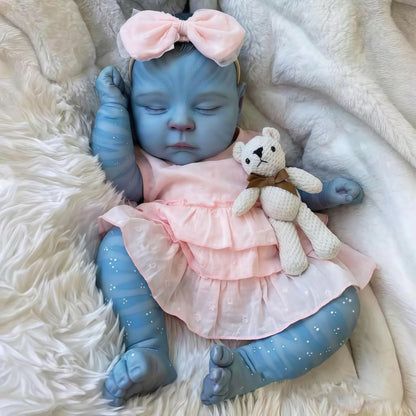 19 Zoll reborntes Mädchen namens Peaches mit geschlossenen Augen im rosa Kleid