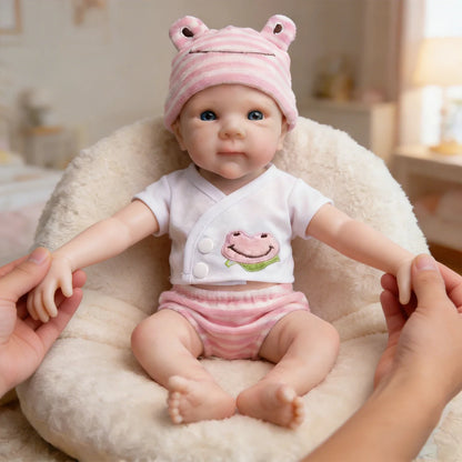 30 cm Bettie Reborn-Babypuppe aus Vollsilikon in rosa Kleidung