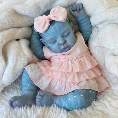 19 Zoll reborntes Mädchen namens Peaches mit geschlossenen Augen im rosa Kleid