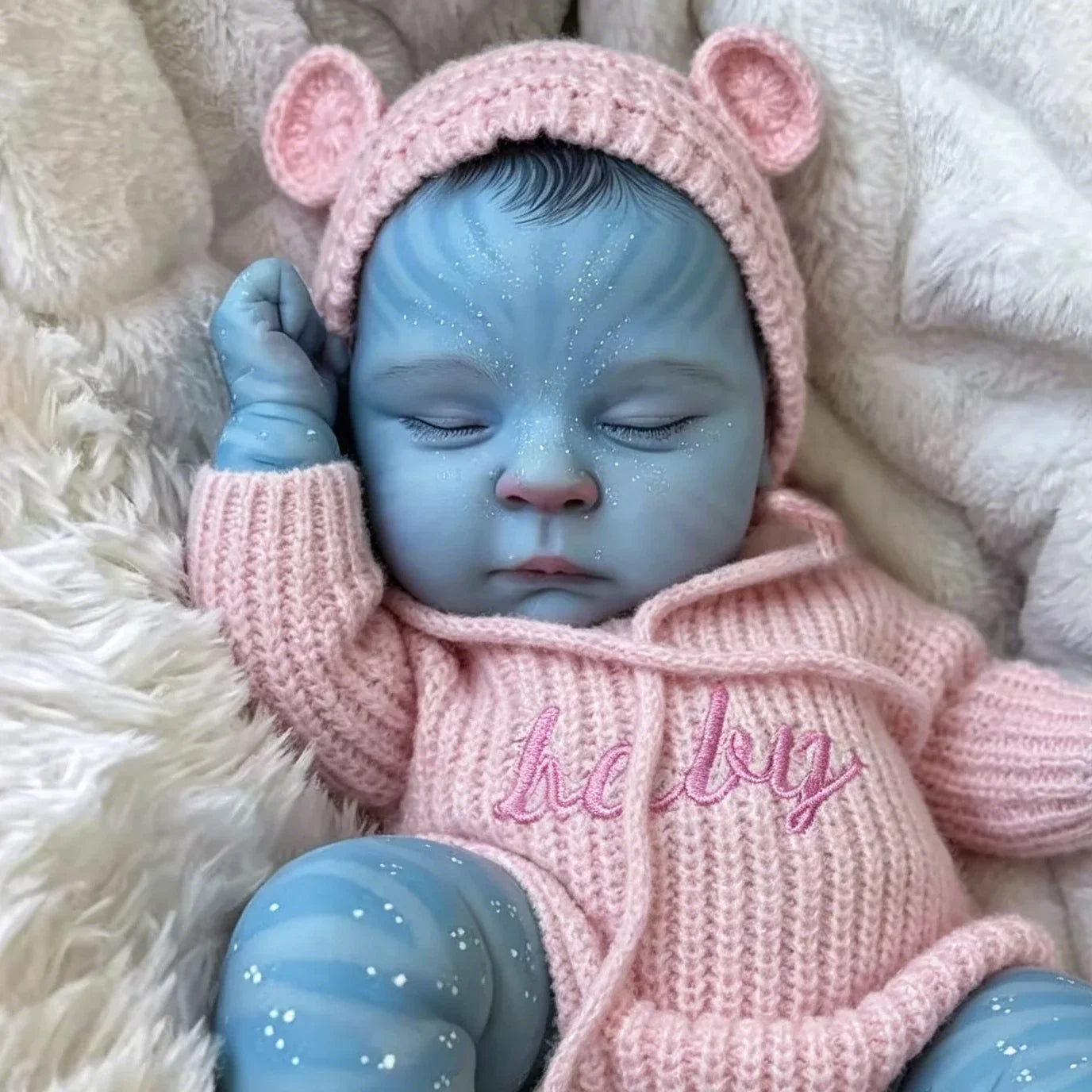 19 Zoll Peaches Schlafend Reborn Avatar Baby Mädchen in rosa Strickstramplern