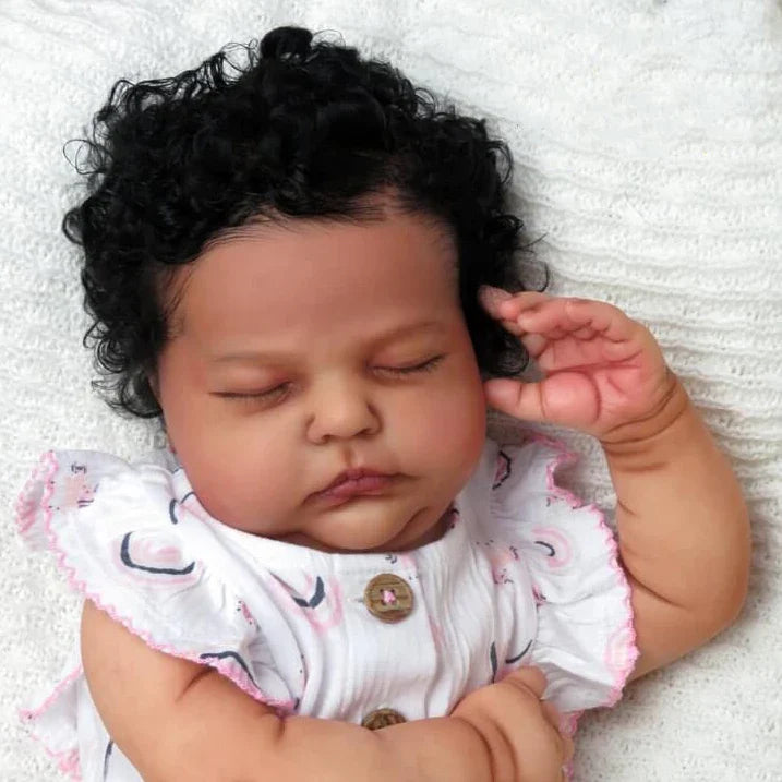 Echte 20 Zoll afroamerikanische Reborn Puppen mit geschlossenen Augen - Tessa