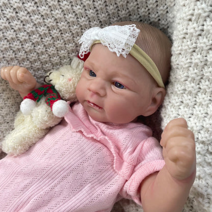 19 Zoll blaue Augen Reborn Baby Mädchen in rosa Kleidung-Elijah
