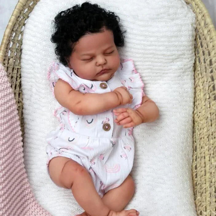 Echte 20 Zoll afroamerikanische Reborn Puppen mit geschlossenen Augen - Tessa
