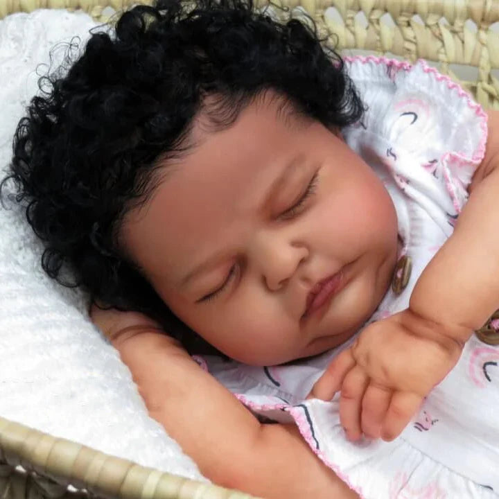 Echte 20 Zoll afroamerikanische Reborn Puppen mit geschlossenen Augen - Tessa