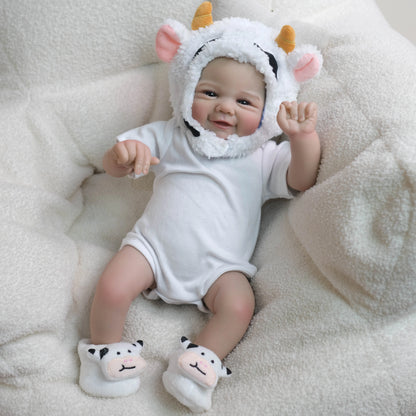 19 Zoll Vivienne Reborn-Puppe mit offenen Augen in weißer Kleidung