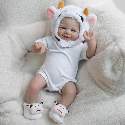 19 Zoll Vivienne Reborn-Puppe mit offenen Augen in weißer Kleidung