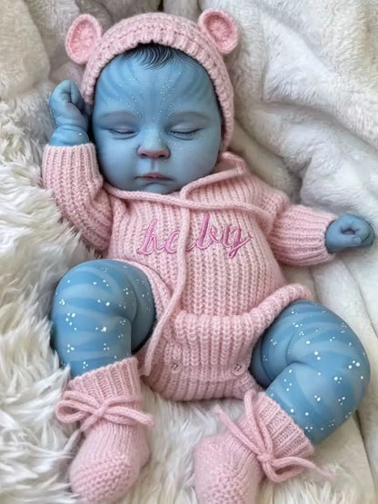 19 Zoll Peaches Schlafend Reborn Avatar Baby Mädchen in rosa Strickstramplern