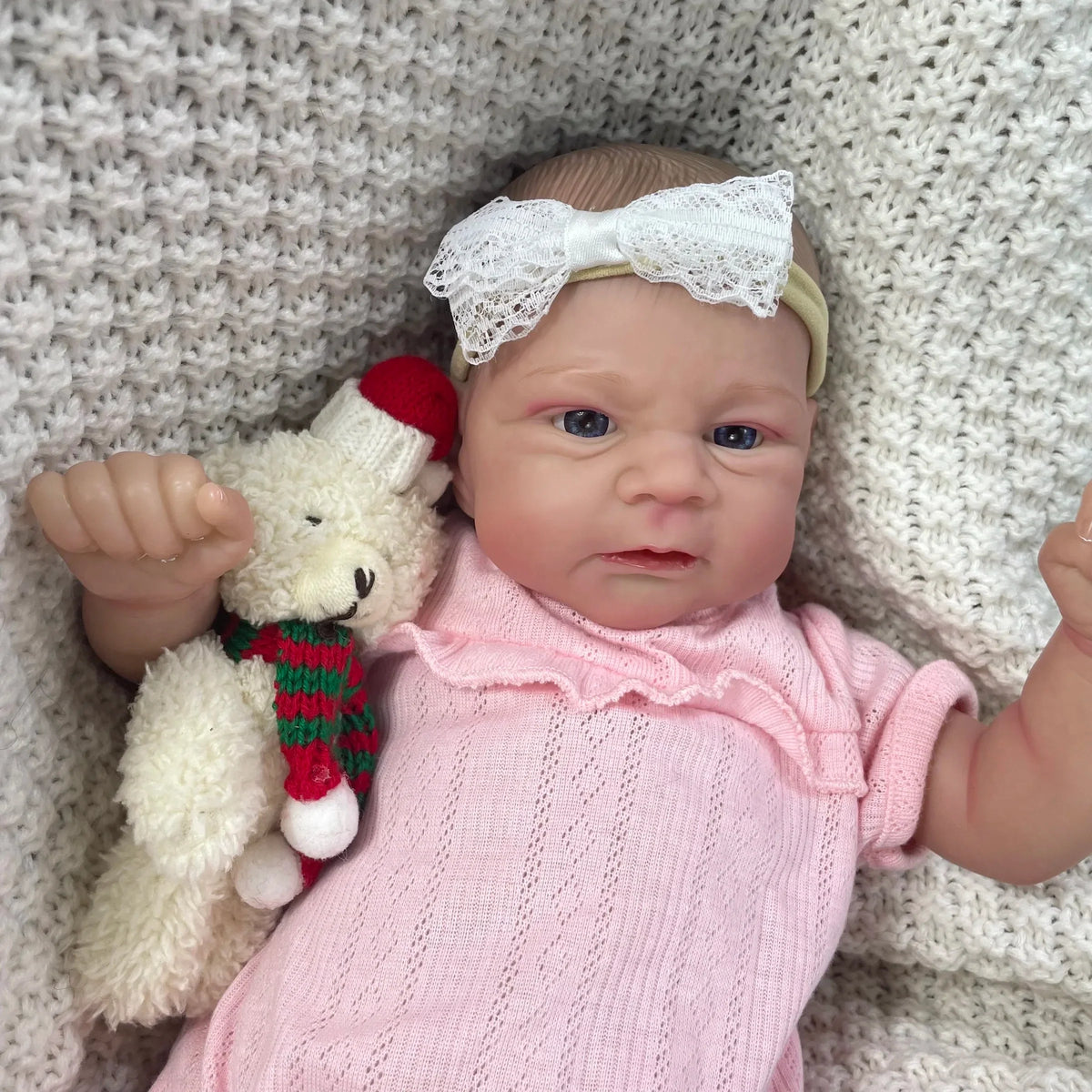 19 Zoll blaue Augen Reborn Baby Mädchen in rosa Kleidung-Elijah