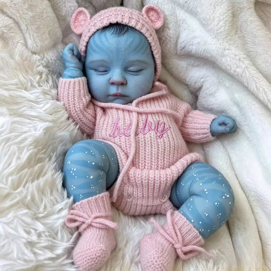 19 Zoll Peaches Schlafend Reborn Avatar Baby Mädchen in rosa Strickstramplern