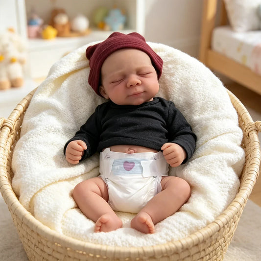 45 cm weiches Vollsilikon-Reborn Baby Pascale im schwarzen Jumpsuit
