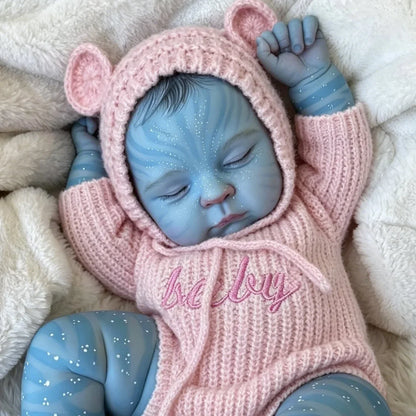 19 Zoll Peaches Schlafend Reborn Avatar Baby Mädchen in rosa Strickstramplern
