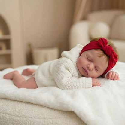 50 cm realistische Loulou Reborn Babypuppe mit geschlossenen Augen in weißer Kleidung