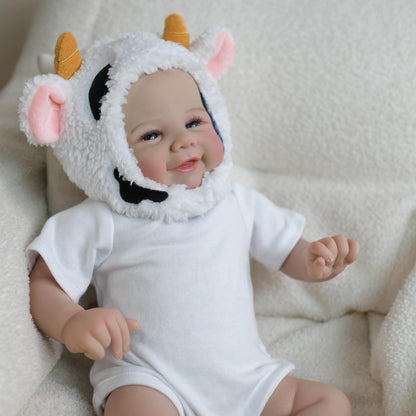 19 Zoll Vivienne Reborn-Puppe mit offenen Augen in weißer Kleidung