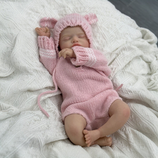 20 Zoll 3D-bemalte Rosalie Reborn-Puppe Mädchen in rosa Strickkleidung