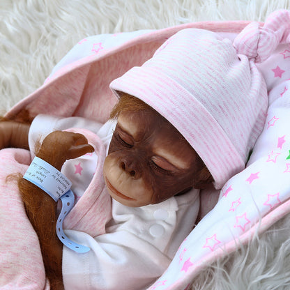 48CM Neugeborene Affen Puppe Orang Utans Lebensechte Realistische Reborn Puppe