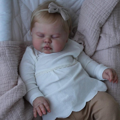 20 Zoll 3D-Reborn-Puppe mit blonden Haaren und geschlossenen Augen – Pickle