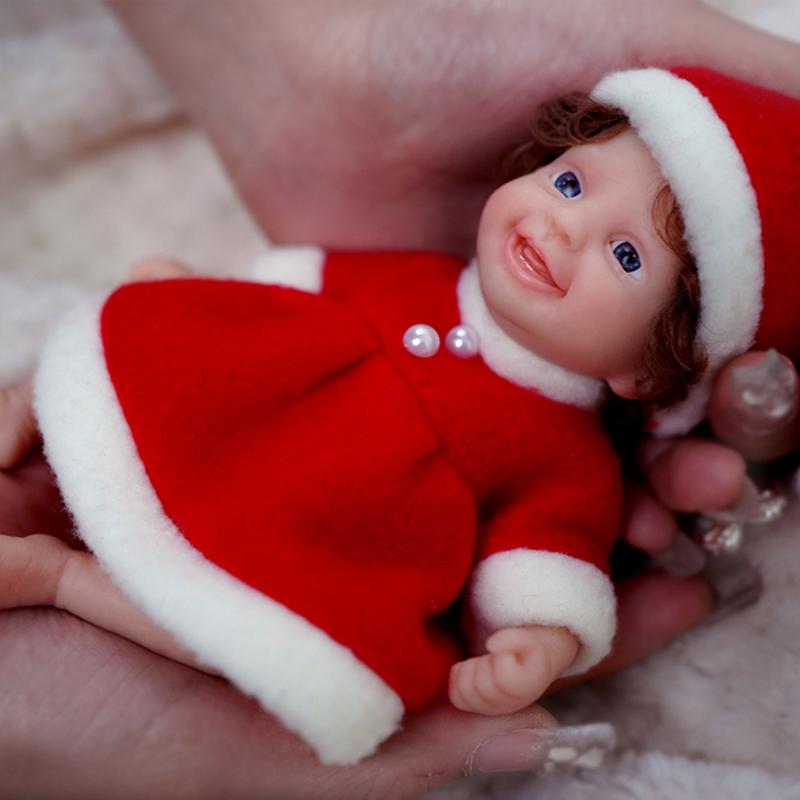 15 cm Mini-Reborn-Puppen mit offenen Augen in Weihnachtskleidung