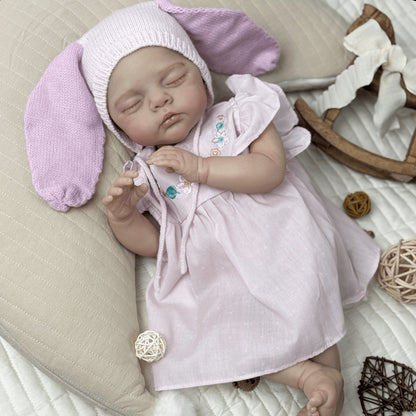 48 cm weiche schlafende Irys Reborn Puppe im rosa Kleid