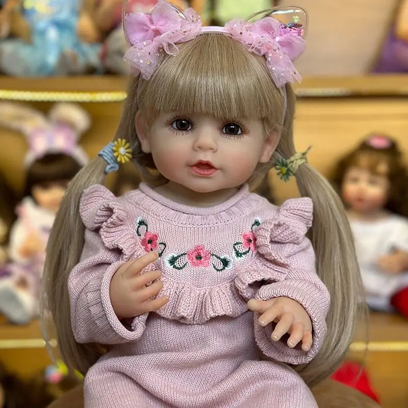 22 Zoll Reborn Puppen Mädchen mit langen blonden Haaren