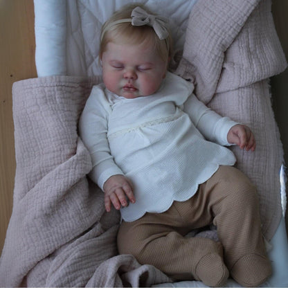 20 Zoll 3D-Reborn-Puppe mit blonden Haaren und geschlossenen Augen – Pickle