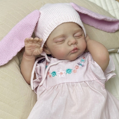 48 cm weiche schlafende Irys Reborn Puppe im rosa Kleid