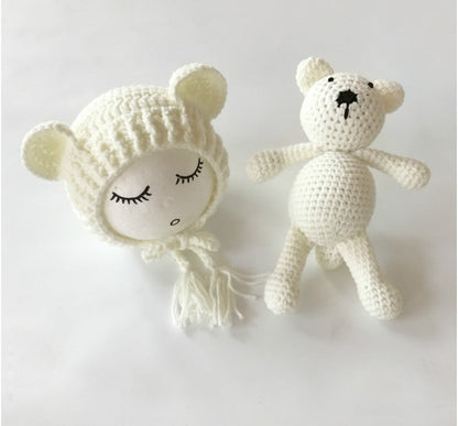 Süßer Bär Strickmütze und Spielzeug 2-teiliges Set
