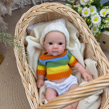 30 cm vollständig aus Silikon gefertigtes Bettie Reborn Baby-Mädchen im bunten Streifenpullover