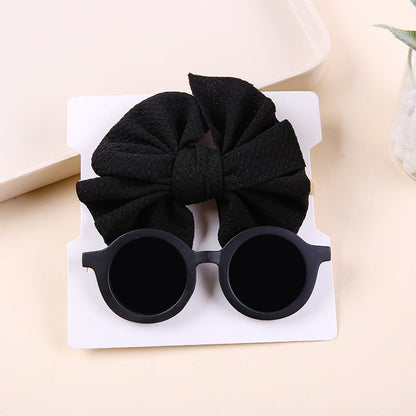 Zweiteiliges Sonnenbrillen-Set mit Schleife und Nylon-Stirnband