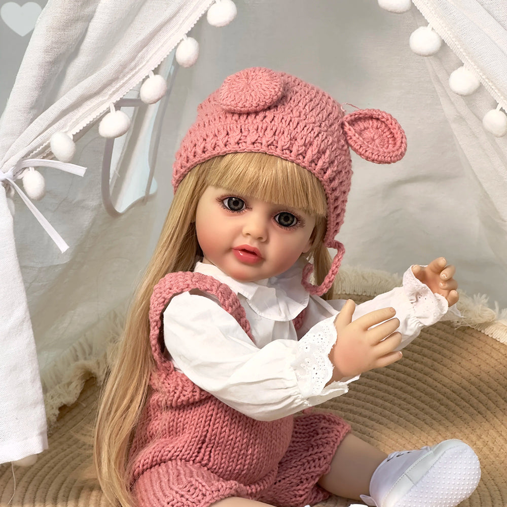 22 Zoll Reborn Puppen Mädchen Cheryl mit langen blonden Haaren