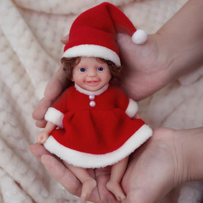 15 cm Mini-Reborn-Puppen mit offenen Augen in Weihnachtskleidung