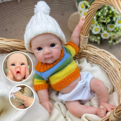 30 cm vollständig aus Silikon gefertigtes Bettie Reborn Baby-Mädchen im bunten Streifenpullover