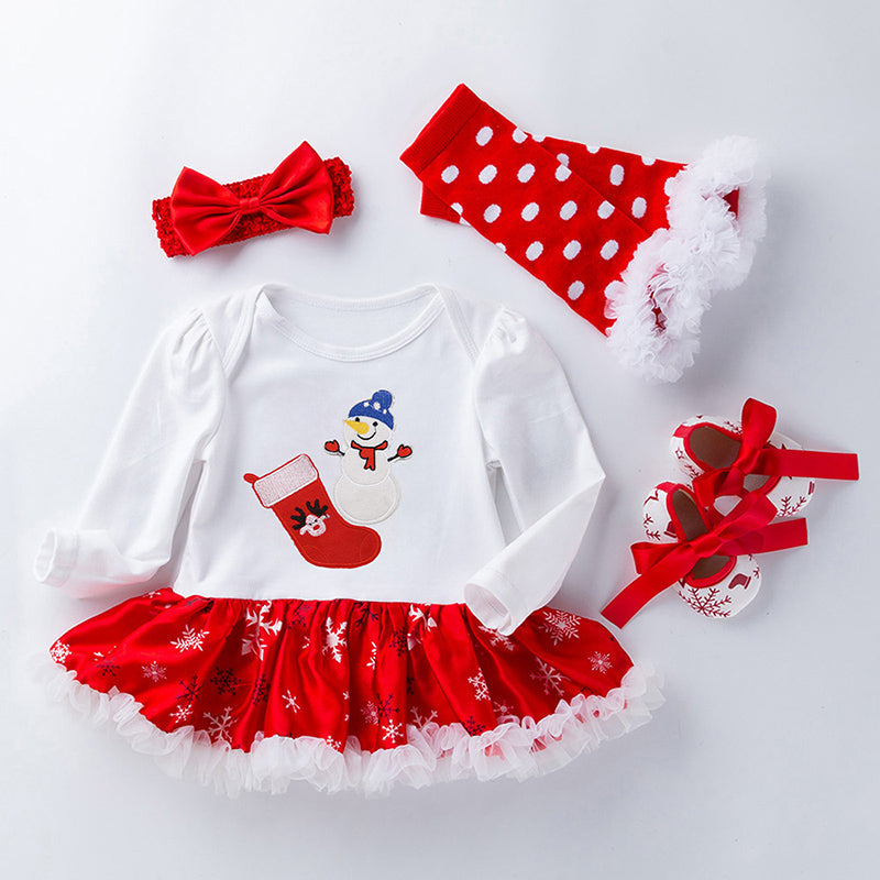 4-teiliges Kleid mit Weihnachtssockenmuster für 21/22/23 Zoll Reborn-Puppen