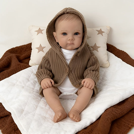48cm realistische Bettie Reborn-Babypuppe mit offenen Augen im braunen Pullover