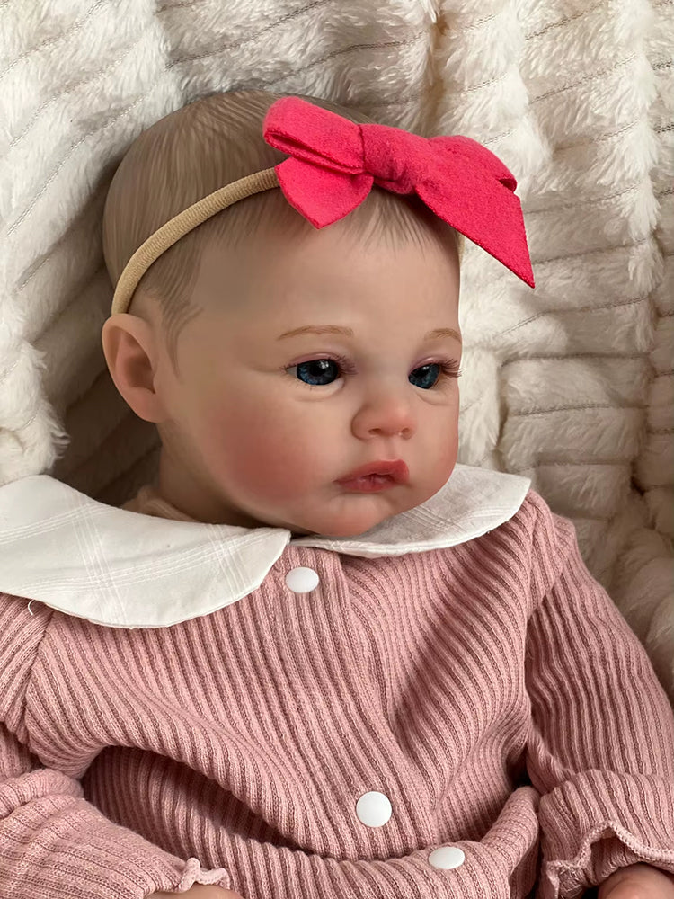 48cm Weichen Körper 3D Haut Gemalt Haar Blau Augen Reborn Baby Wiese