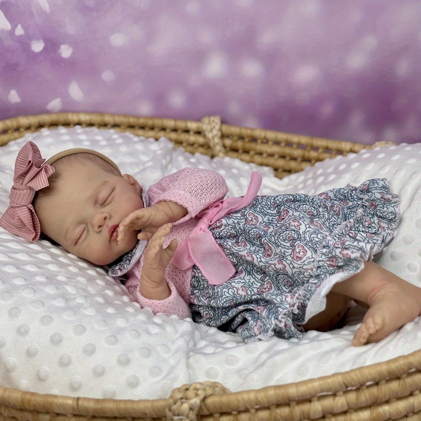 19 Zoll weiche schlafende Irys Reborn Puppe im rosa Blumenkleid