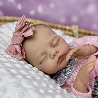 19 Zoll weiche schlafende Irys Reborn Puppe im rosa Blumenkleid