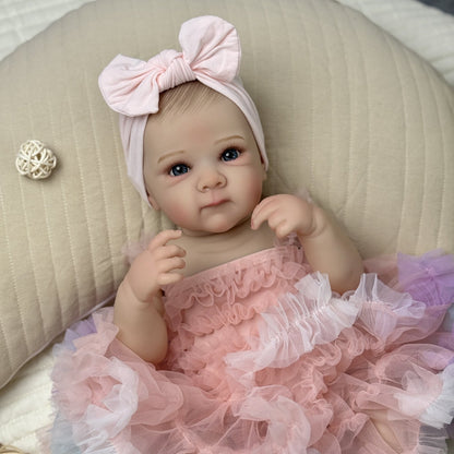 48 cm Bettie Reborn BabypuppeMädchen mit offenen Augen im rosa Kleid