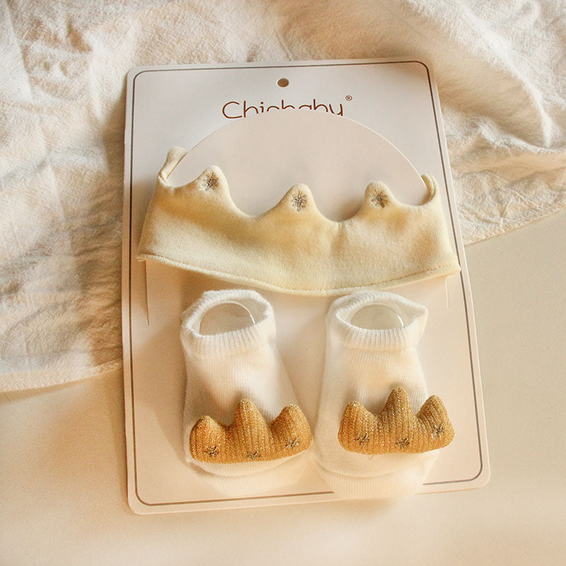 Süßes Kronen-Baby-Stirnband und Socken 2-teiliges Set