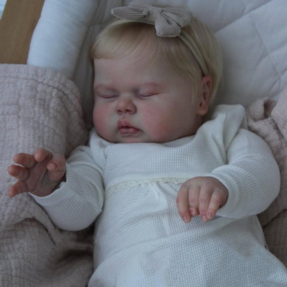 20 Zoll 3D-Reborn-Puppe mit blonden Haaren und geschlossenen Augen – Pickle