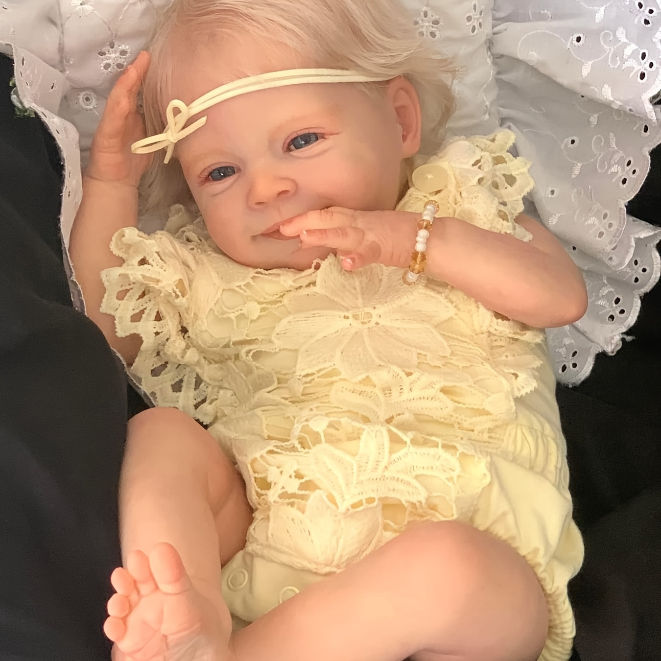 19 Zoll handgefertigte Reborn Puppe mit offenen Augen und blondem Haar - Sebastia