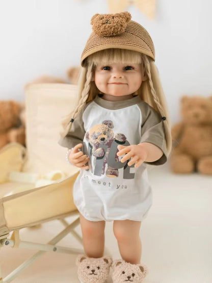 22 Zoll Smile Reborn Puppe Mädchen mit langen blonden Haaren - Raya