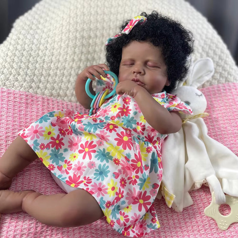 20 Zoll Julius geschlossene Augen Afroamerikaner Reborn Puppen-Loulou