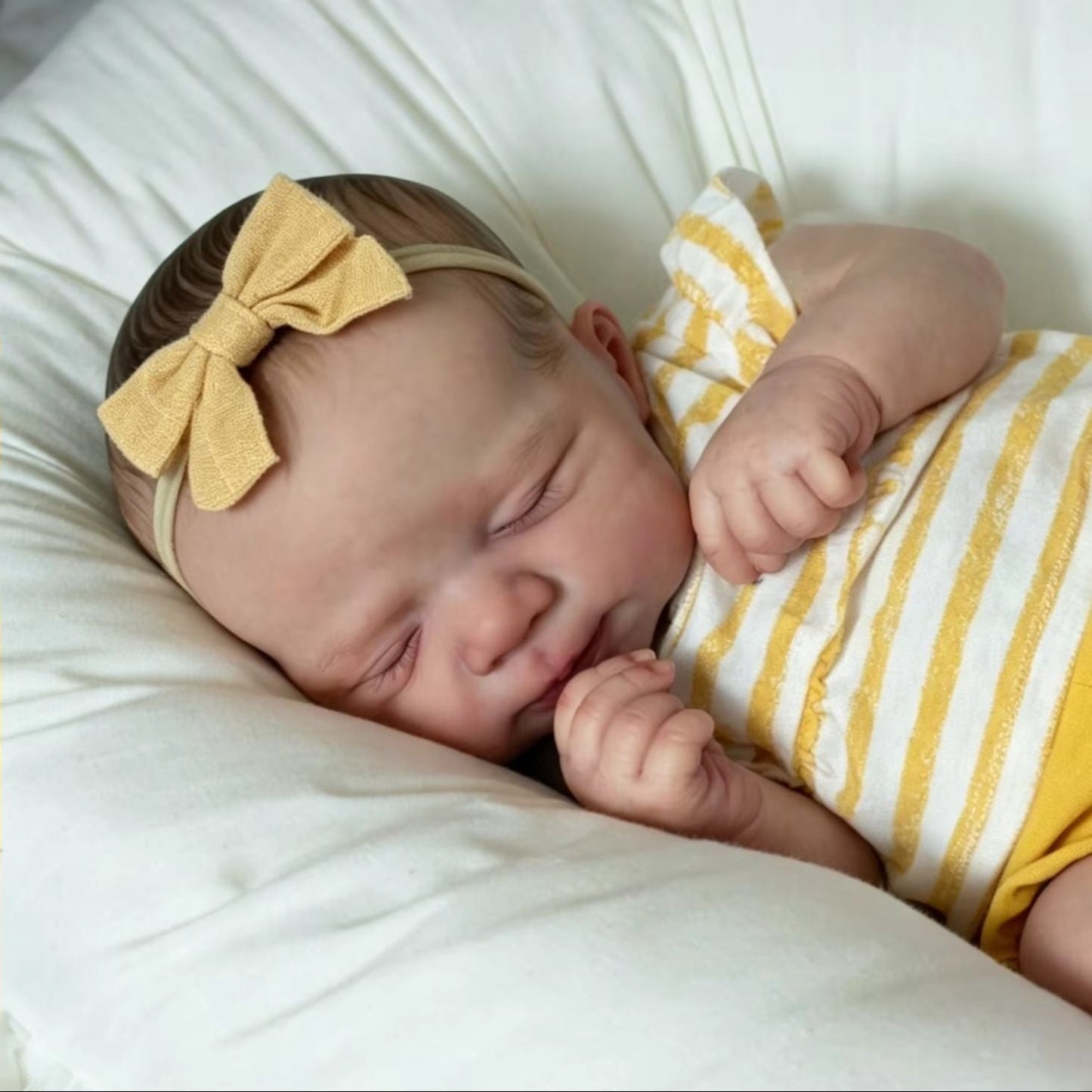 48 cm schlafendes Reborn-Baby Pascale im gelben Strampler