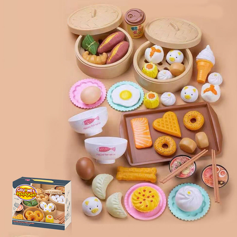 Simulación de la casa de juego infantil juguetes de cocina chino y comida occidental 46 piezas