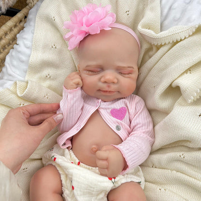 45 cm dehnbare Reborn-Puppe aus Vollsilikon schlafendes Pascale-Mädchen in rosa Outfits