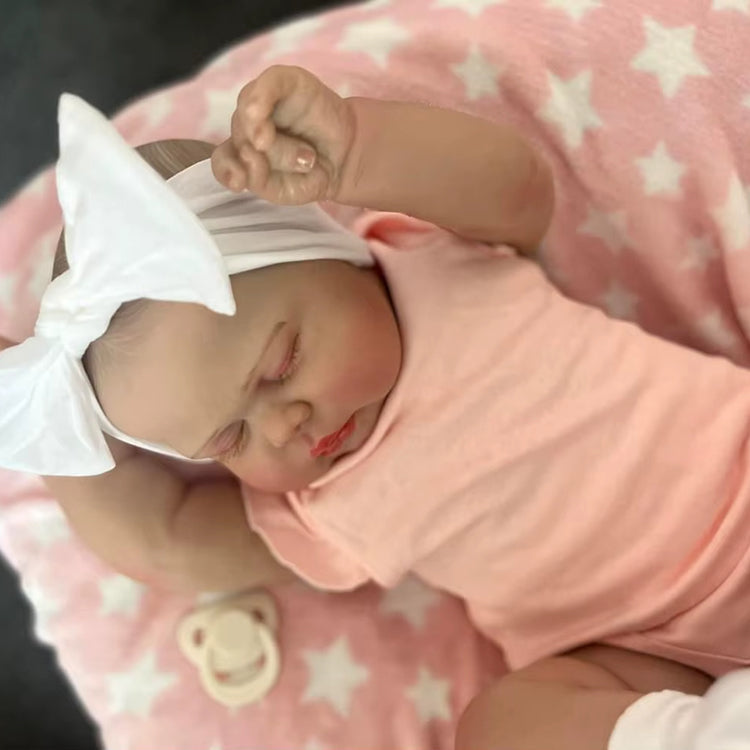 60 cm Pickle Reborn-Puppe mit geschlossenen Augen in rosa Kleidung